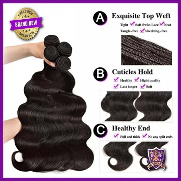 Brazilian Human Hair Extensions 4 Bundles Body Wave 24-30 Inches